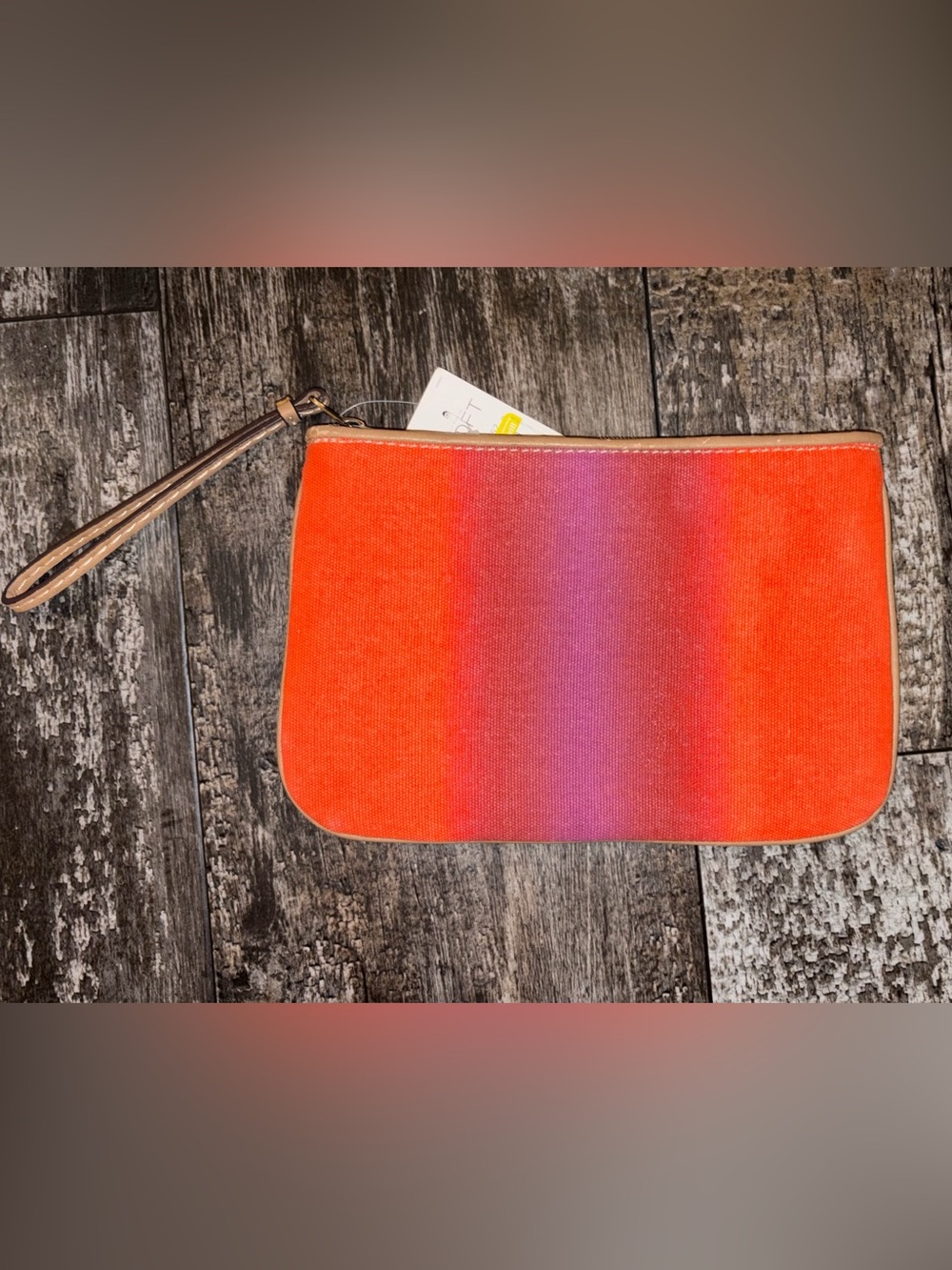 LOFT Orange & Purple Gradient Wristlet Clutch